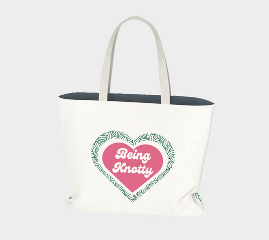 Being Knotty, Market Tote Yarn Project Bag, Crochet Hook or Knitting Needles, Notions Bag, Crocheting Knitting Case, Fibre Organizer, Crafters, Crocheter and Knitter Humour Gift