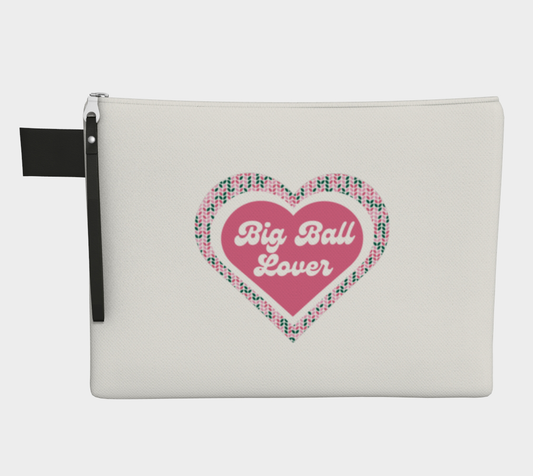 Big Ball Lover Knit, Black or White Carry All Project Pouch, Canvas and Denim Zipper Pull Bag, Crocheter, Knitter, Yarn Collector Case, Organizer