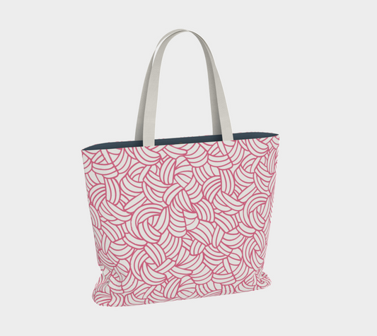 Knots All Over Pink, Market Tote Yarn Project Bag, Crochet Hook or Knitting Needles, Notions Bag, Crocheting Knitting Case, Fibre Organizer, Crafters, Crocheter and Knitter Humour Gift