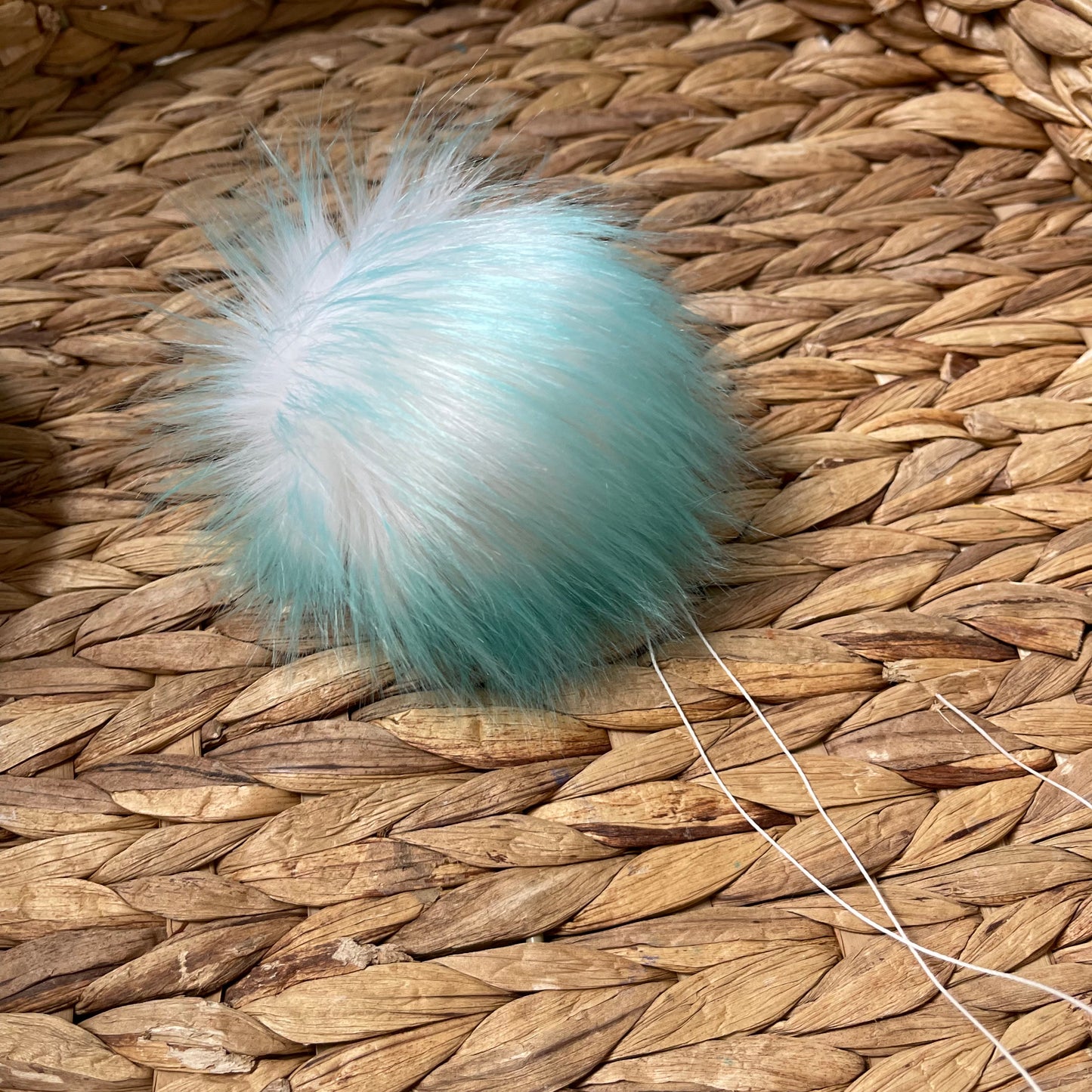 Aqua Luxury Faux Fur Pom pom | Teal Tie, Button or Snap Pom pom