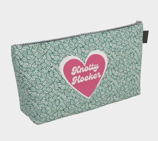 Knotty Hooker Green, Accessories Bag, Yarn and Fibre Enthusiast Gift, Knitting Crocheting Organizer, Case, Knitter Crocheter Humour
