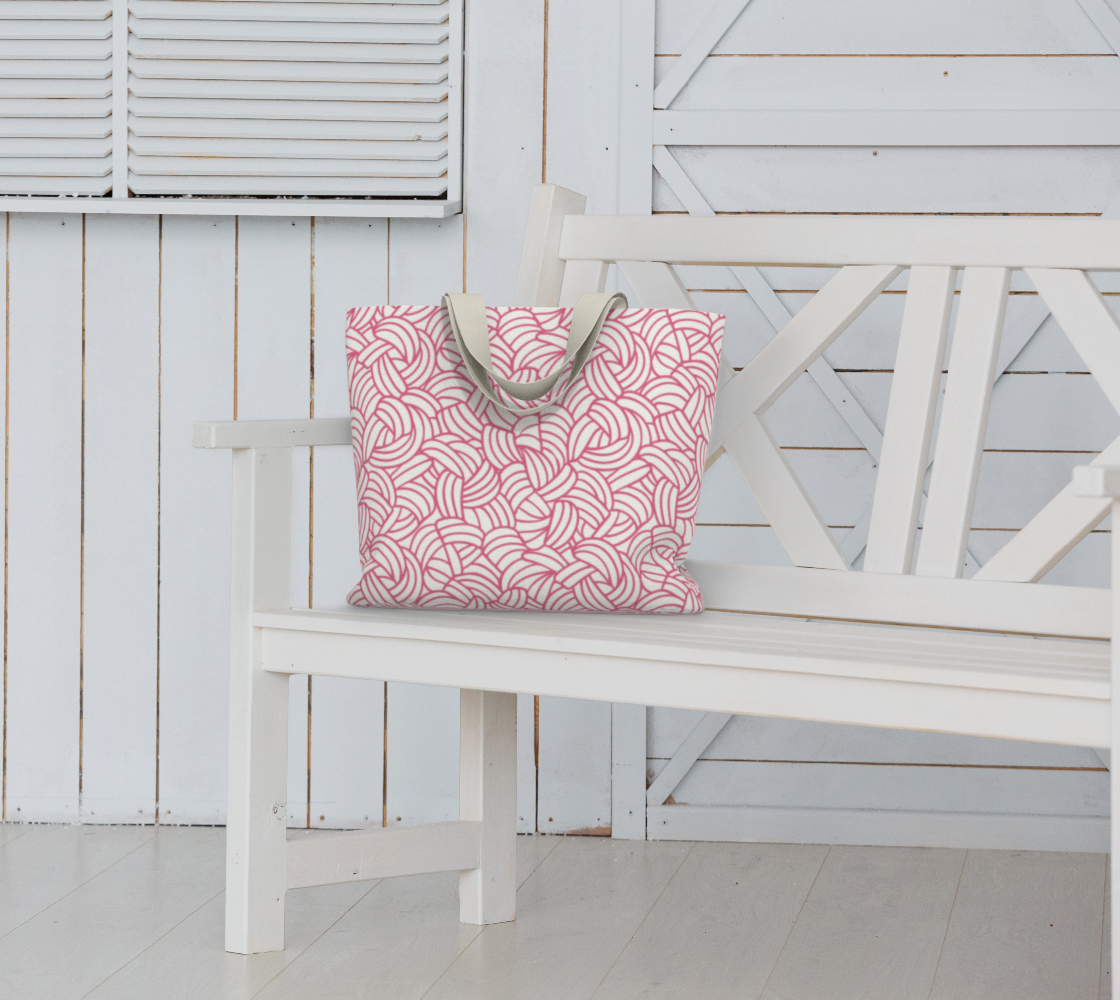 Knots All Over Pink, Market Tote Yarn Project Bag, Crochet Hook or Knitting Needles, Notions Bag, Crocheting Knitting Case, Fibre Organizer, Crafters, Crocheter and Knitter Humour Gift