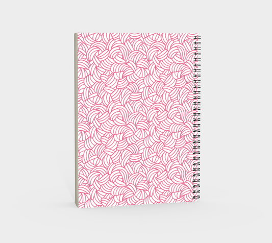 Knots All Over Pink, Spiral Bound Notebook, Blank, Ruled or Bullet Paper, for Crafters, Fibre enthusiasts, Crocheters and Knitters