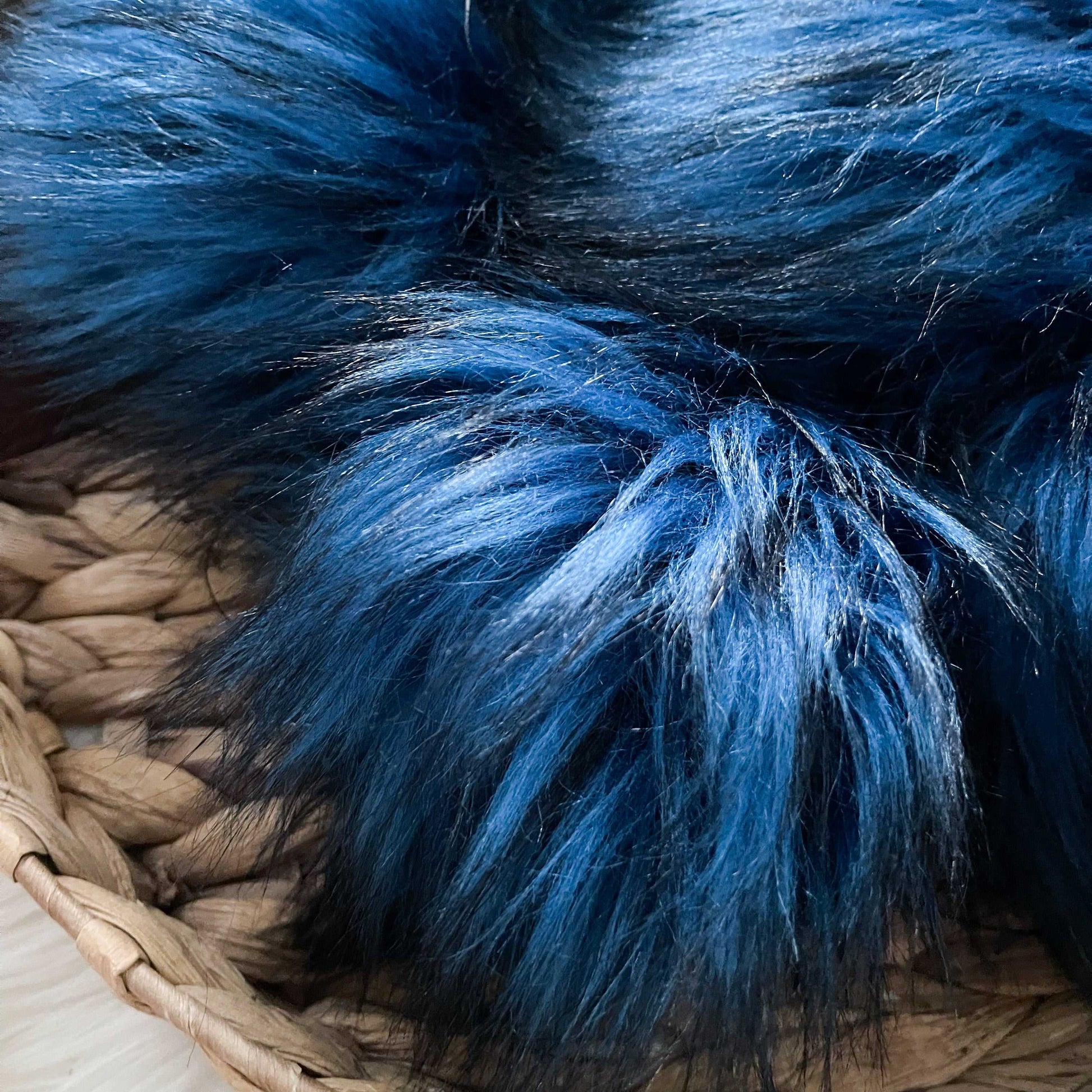 Alaska Luxury Faux Fur Pom pom | Blue and Black Tie, Button or Snap Pom pom Pom Poms 7 $ Buttons & Beans Co.