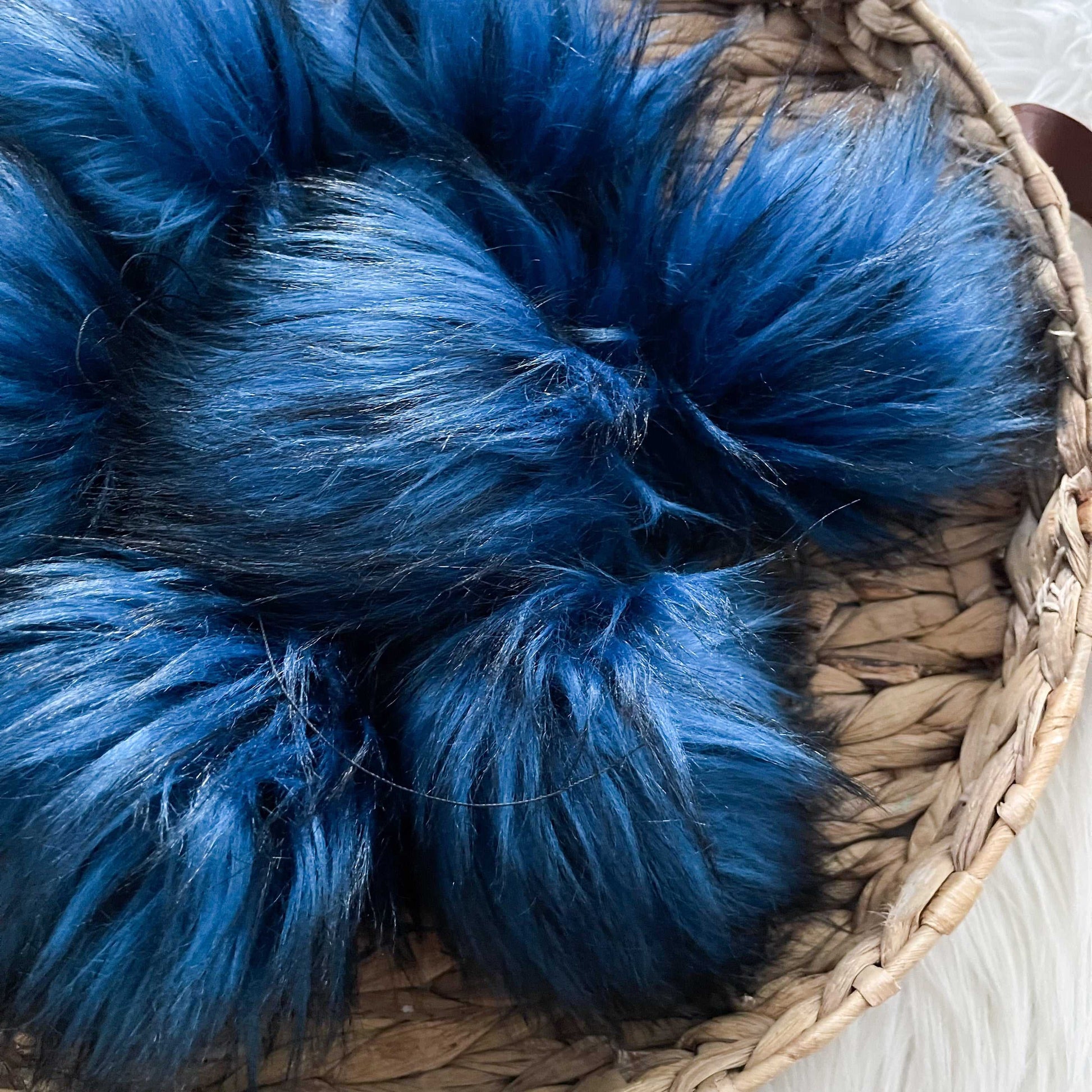 Alaska Luxury Faux Fur Pom pom | Blue and Black Tie, Button or Snap Pom pom Pom Poms 7 $ Buttons & Beans Co.