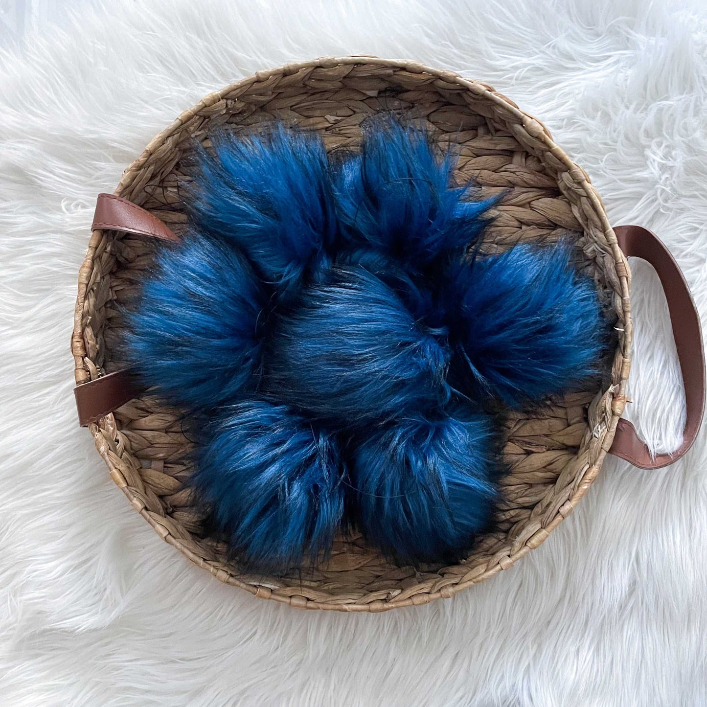 Alaska Luxury Faux Fur Pom pom | Blue and Black Tie, Button or Snap Pom pom Pom Poms 7 $ Buttons & Beans Co.