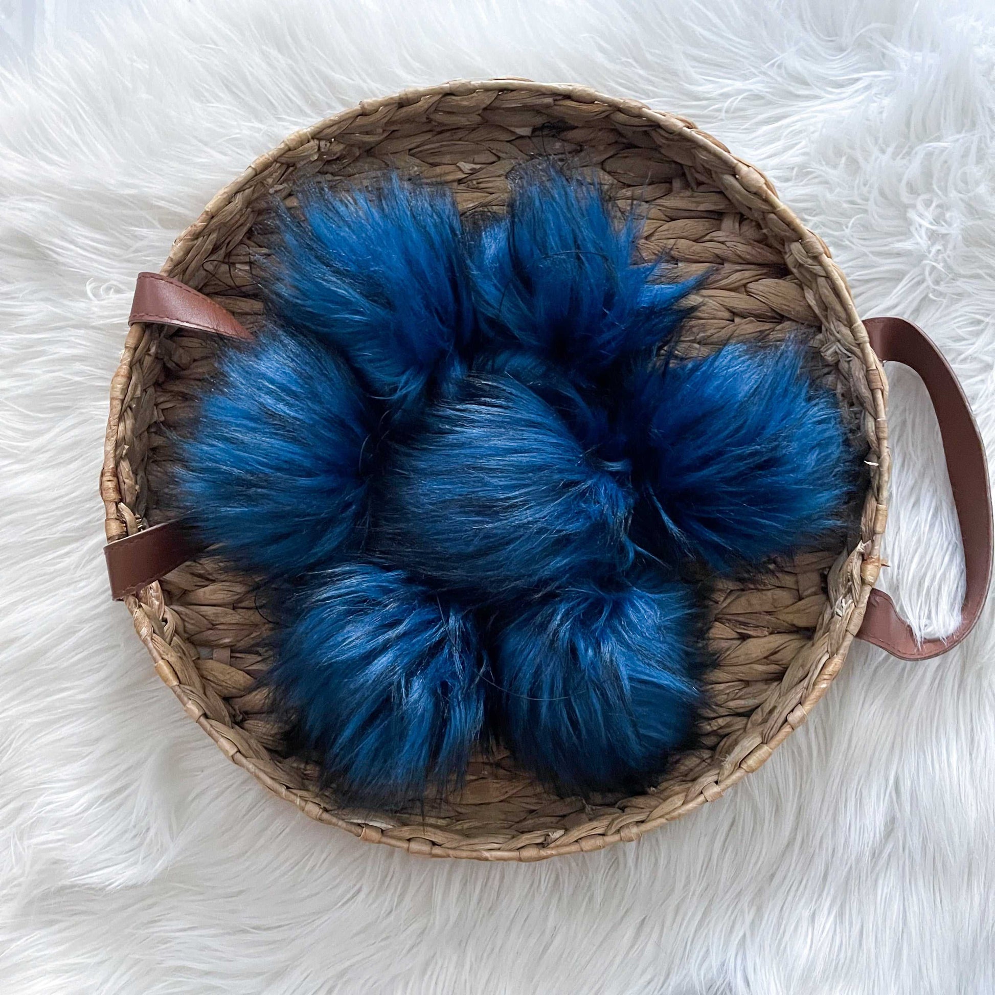 Alaska Luxury Faux Fur Pom pom | Blue and Black Tie, Button or Snap Pom pom Pom Poms 7 $ Buttons & Beans Co.