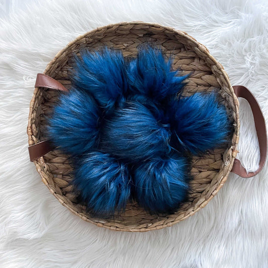 Alaska Luxury Faux Fur Pom pom | Blue and Black Tie, Button or Snap Pom pom Pom Poms 7 $ Buttons & Beans Co.