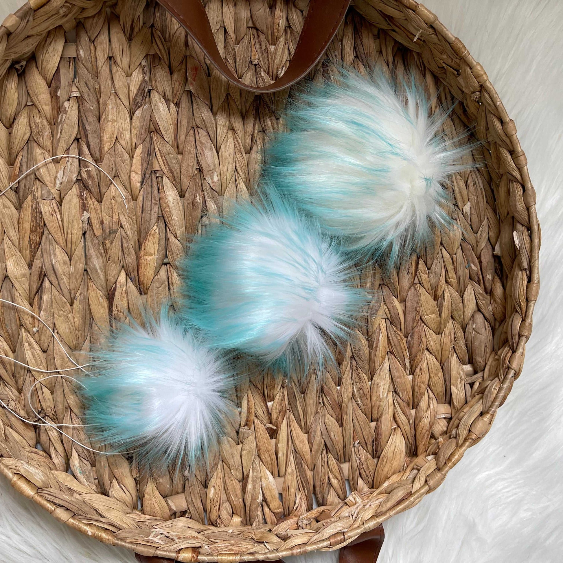 Aqua Luxury Faux Fur Pom pom | Teal Tie, Button or Snap Pom pom Pom Poms 6 $ Buttons & Beans Co.