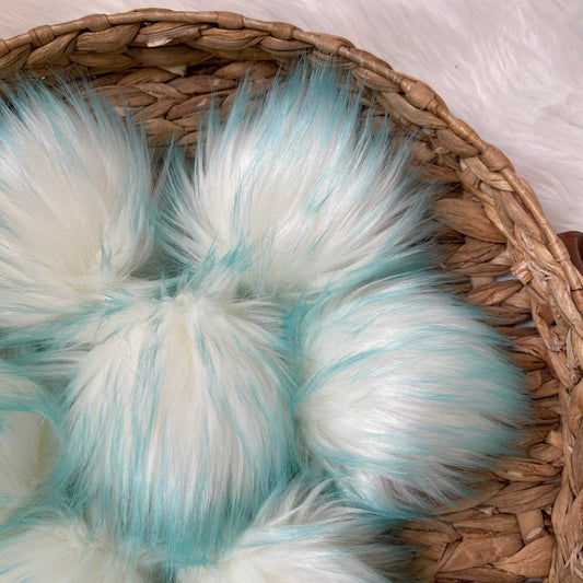 Aqua Luxury Faux Fur Pom pom | Teal Tie, Button or Snap Pom pom Pom Poms 6 $ Buttons & Beans Co.