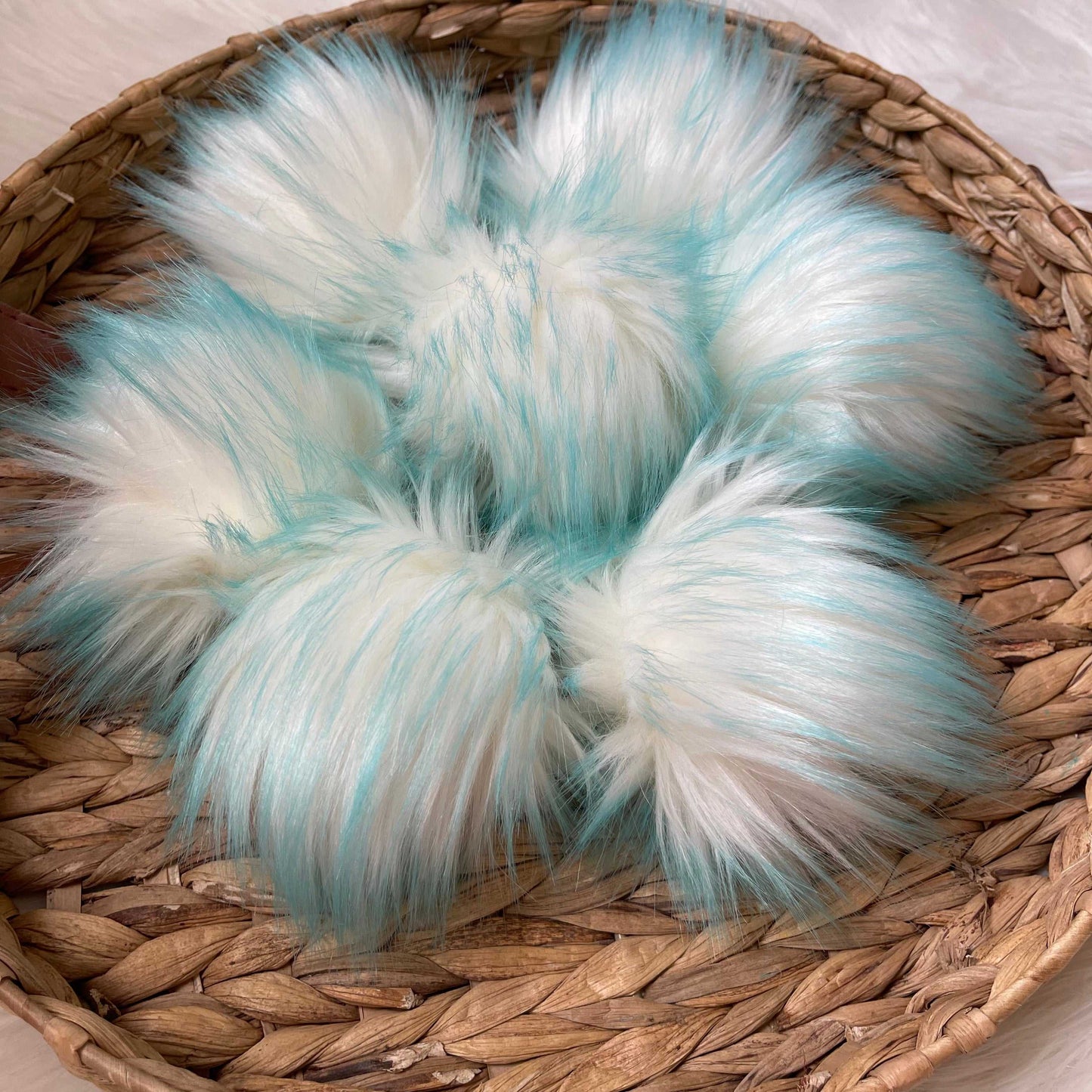 Aqua Luxury Faux Fur Pom pom | Teal Tie, Button or Snap Pom pom Pom Poms 6 $ Buttons & Beans Co.
