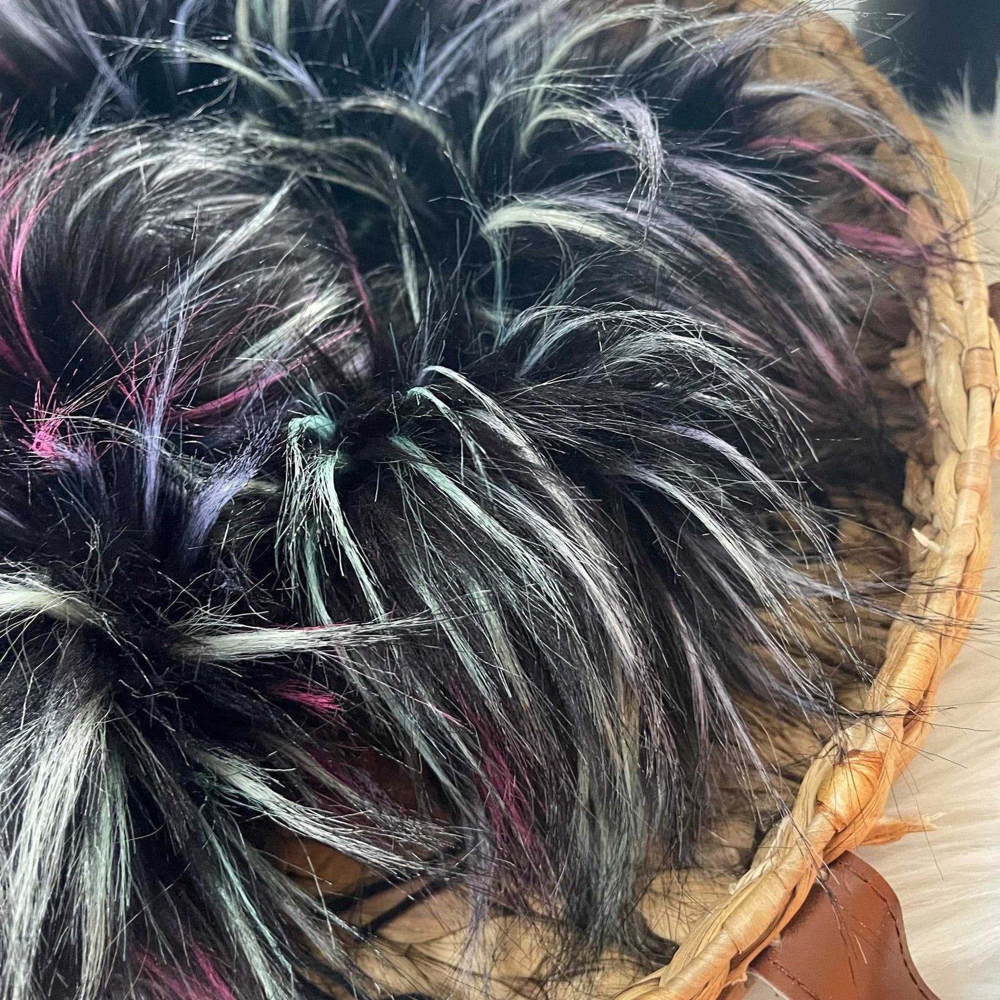Aurora Rainbow Luxury Faux Fur Pom Pom | Ties, Buttons or Snap Pompom Pom Poms 7 $ Buttons & Beans Co.