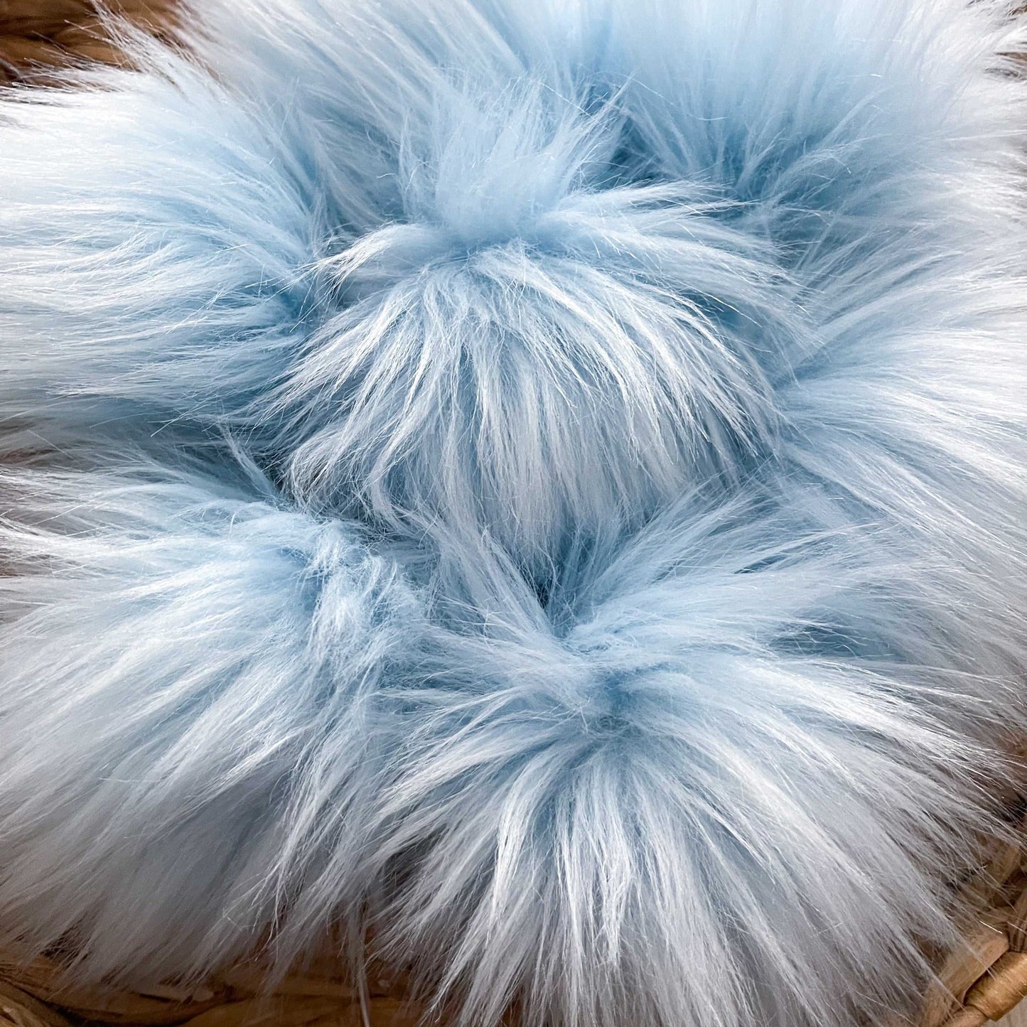 Blue Faux Fur Pompom Pom Poms 7 $ Buttons & Beans Co.