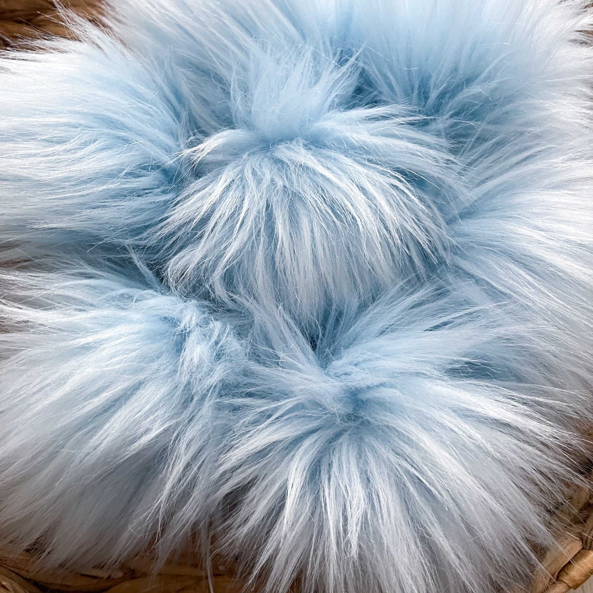 Blue Faux Fur Pompom Pom Poms 7 $ Buttons & Beans Co.