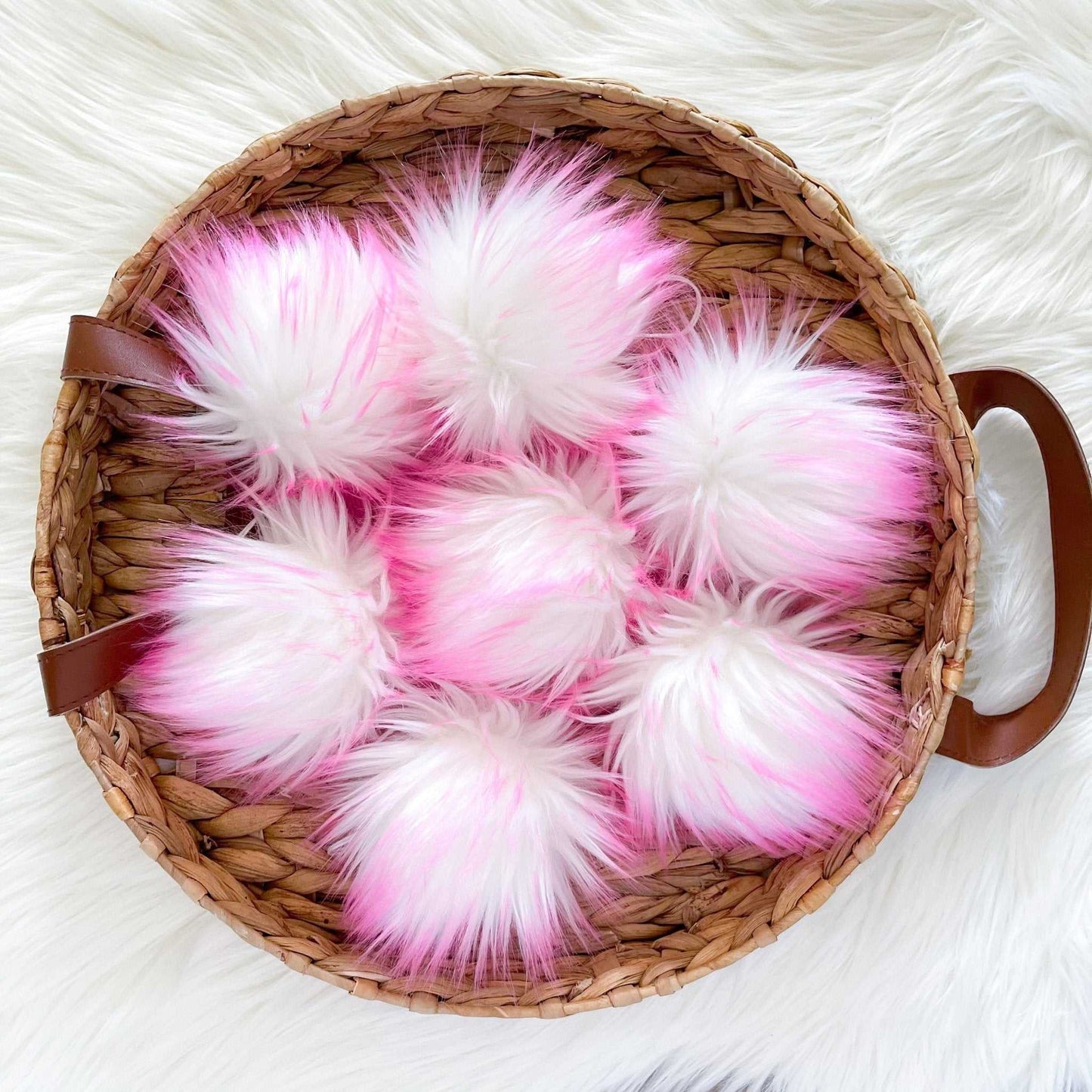 Bubblegum Luxury Faux Fur Pom pom | Pink Tie, Button or Snap Pom pom Pom Poms 7 $ Buttons & Beans Co.