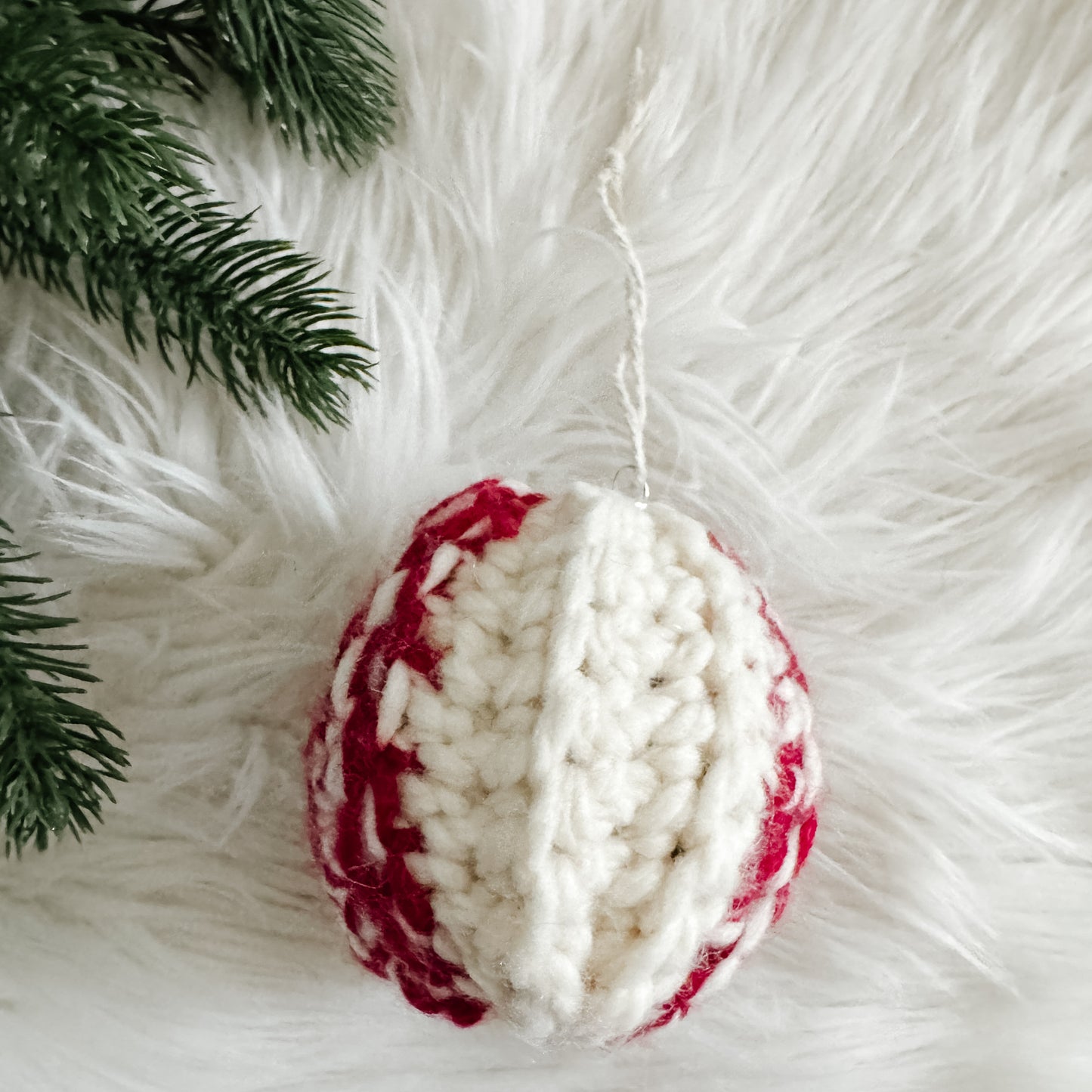 Crochet Bauble Christmas Ornament | Candy Cane