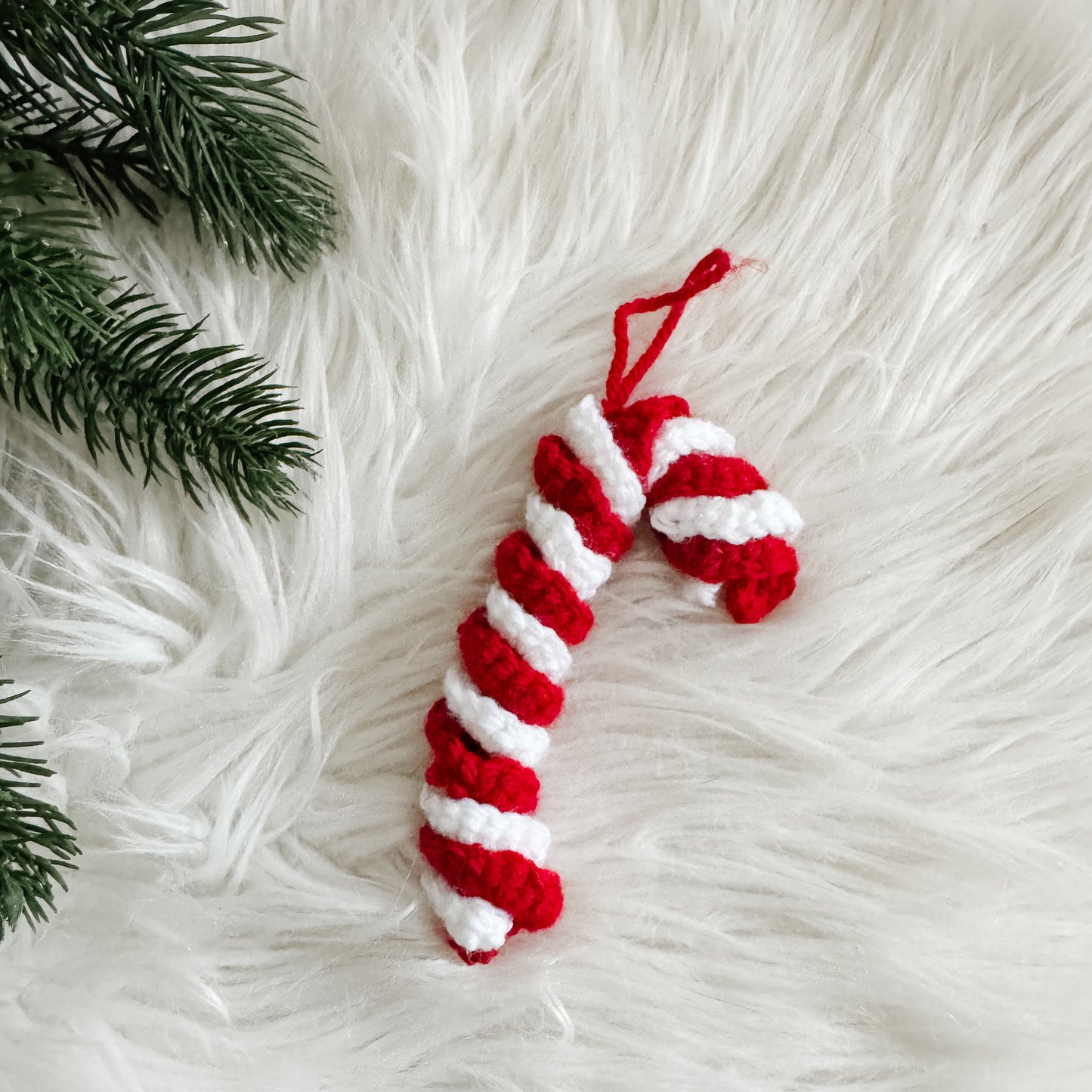 Crochet Christmas Ornament | Candy Cane | Red