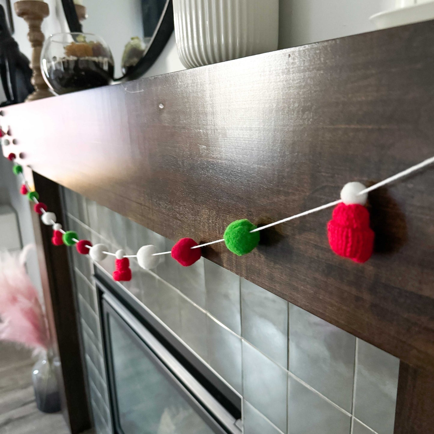 Christmas Mini Knitted Toque Garland Home decor 25 $ Buttons & Beans Co.