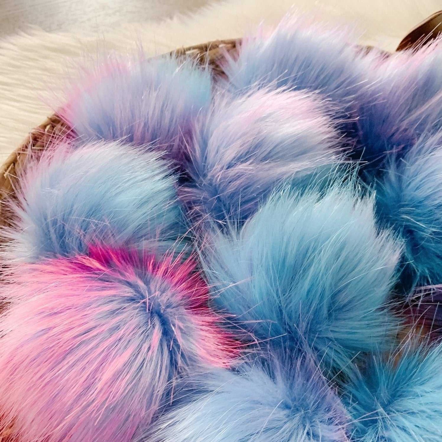 Cotton Candy Luxury Faux Fur Pompom | Pink, Purple, Blue, Teal | Ties, Buttons or Snap Pompom Pom Poms 6 $ Buttons & Beans Co.