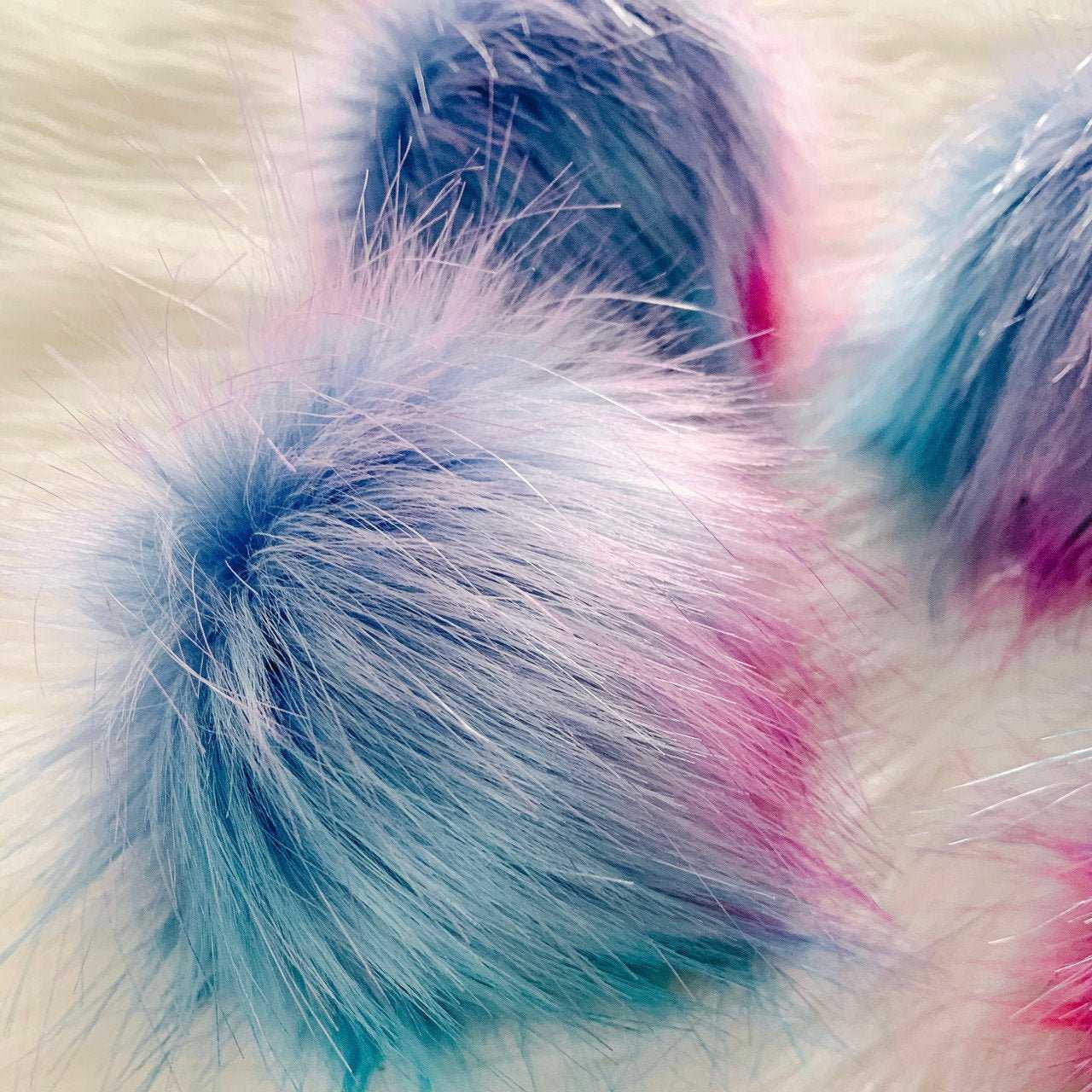 Cotton Candy Luxury Faux Fur Pompom | Pink, Purple, Blue, Teal | Ties, Buttons or Snap Pompom Pom Poms 6 $ Buttons & Beans Co.