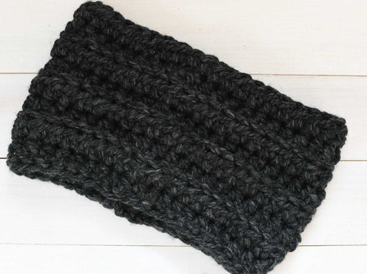 Cowl | Kids Charcoal Chunky Crochet Single Loop Scarf Charcoal Grey Scarves 35 $ Buttons & Beans Co.