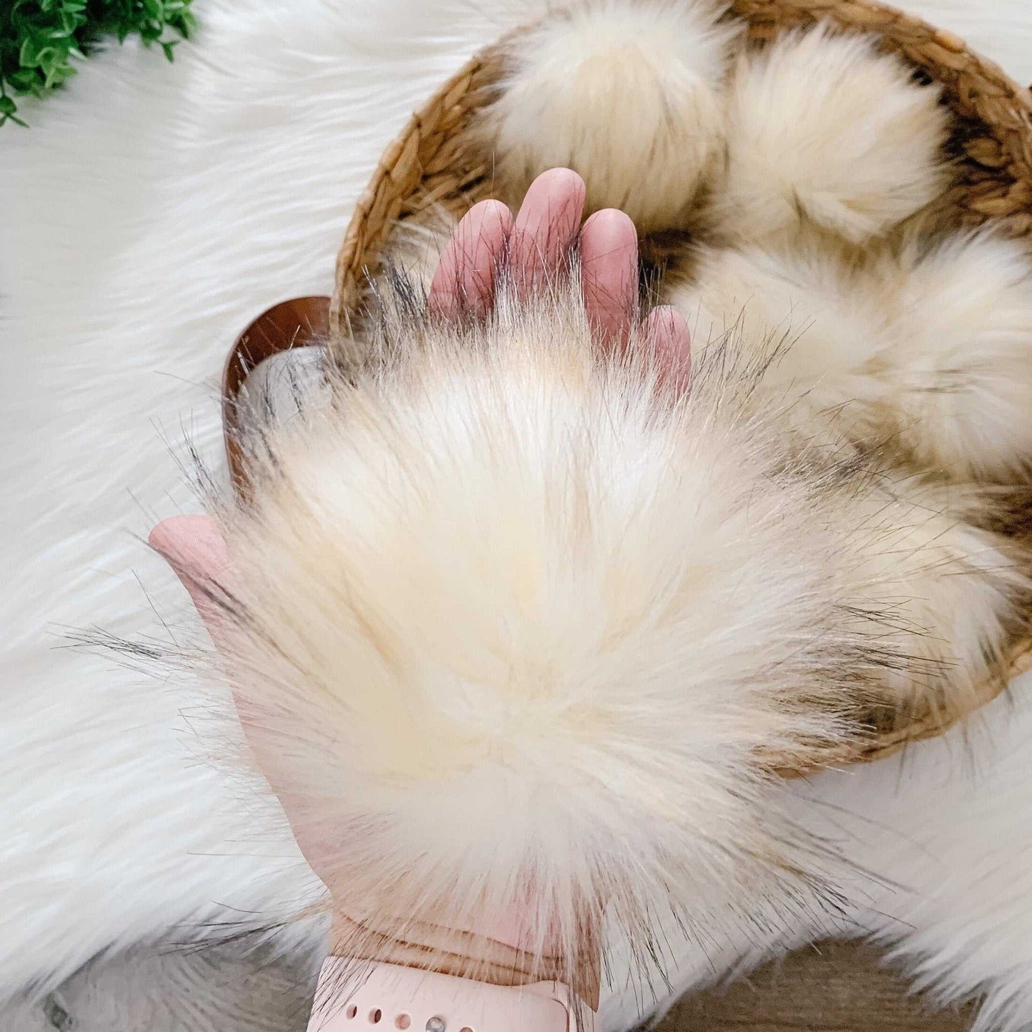Creme Brulé Luxury Faux Fur Pom pom | Cream, Tan, Brown Tie, Button or Snap Pom pom Pom Poms 7 $ Buttons & Beans Co.