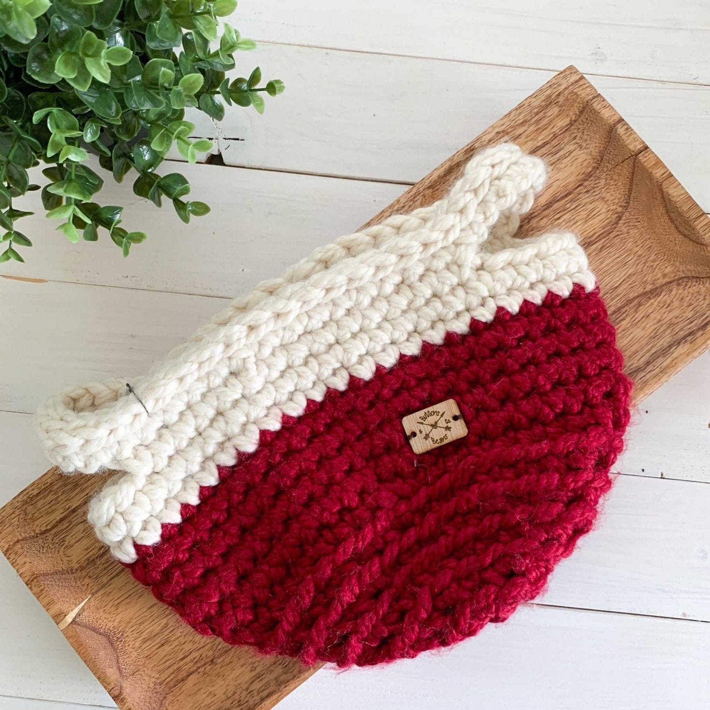 Crochet Basket | Colour Block Red and Ivory | Storage Decor Home decor 66 $ Buttons & Beans Co.