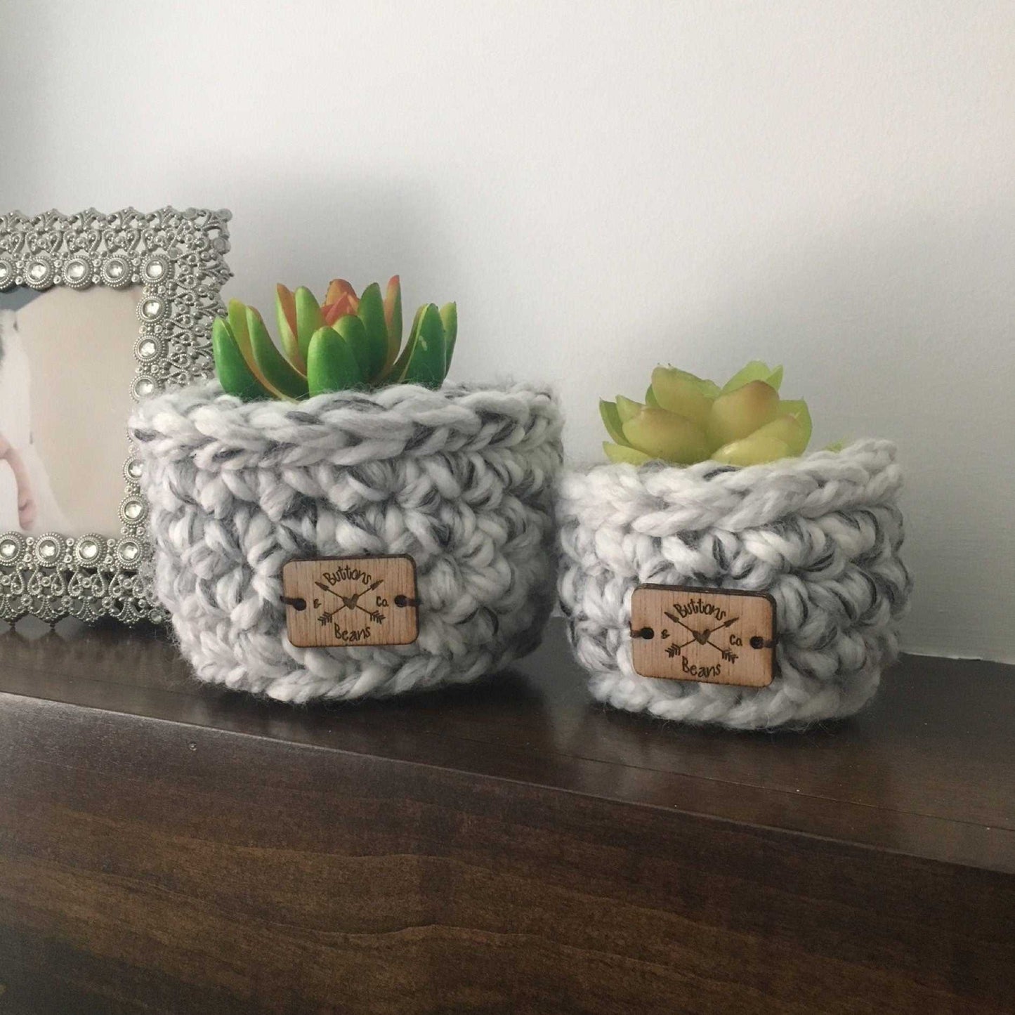 Crochet Basket | Marble Charcoal and White | Storage Decor Home decor 11 $ Buttons & Beans Co.