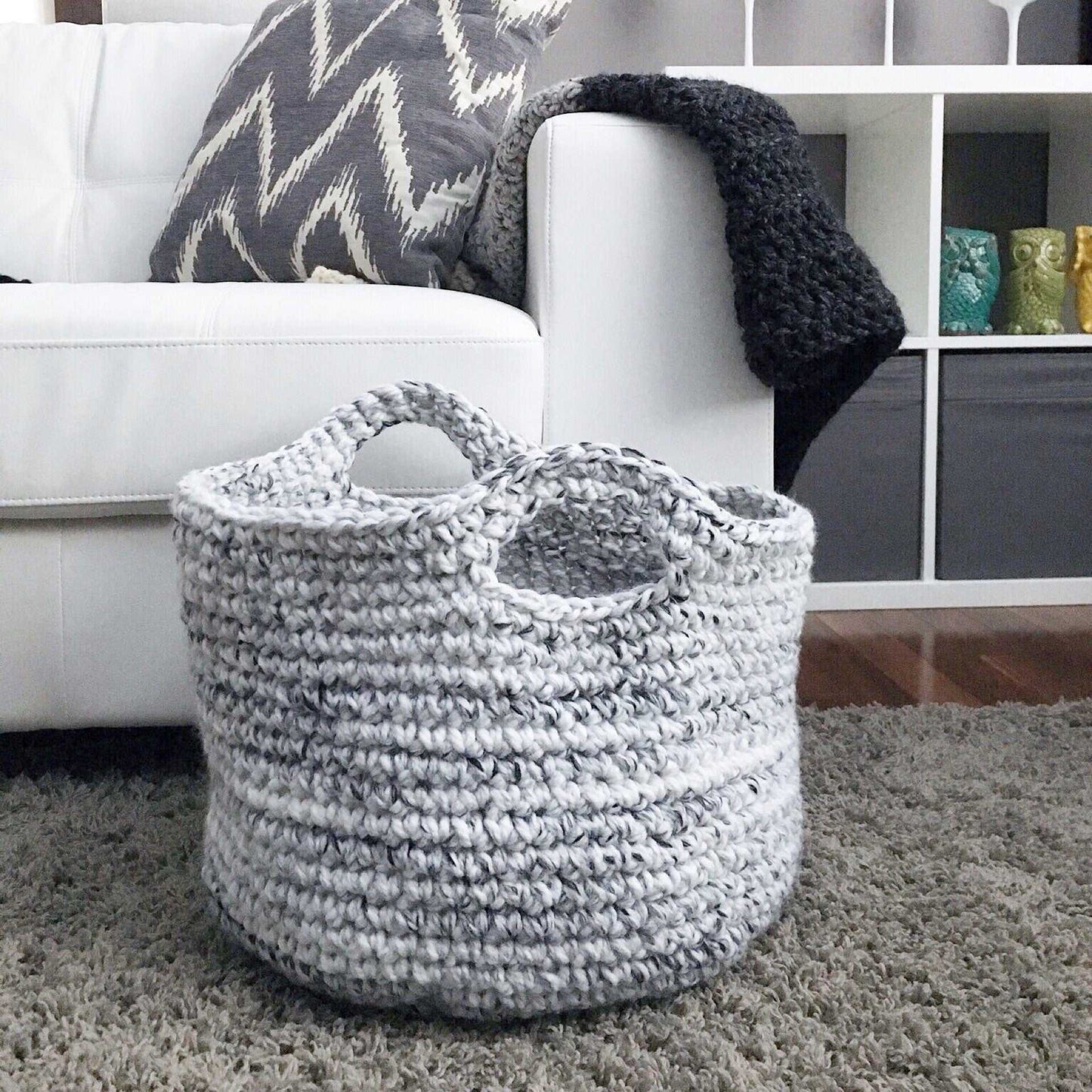 Crochet Basket | Marble Charcoal and White | Storage Decor Home decor 11 $ Buttons & Beans Co.