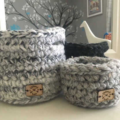 Crochet Basket | Marble Charcoal and White | Storage Decor Home decor 11 $ Buttons & Beans Co.