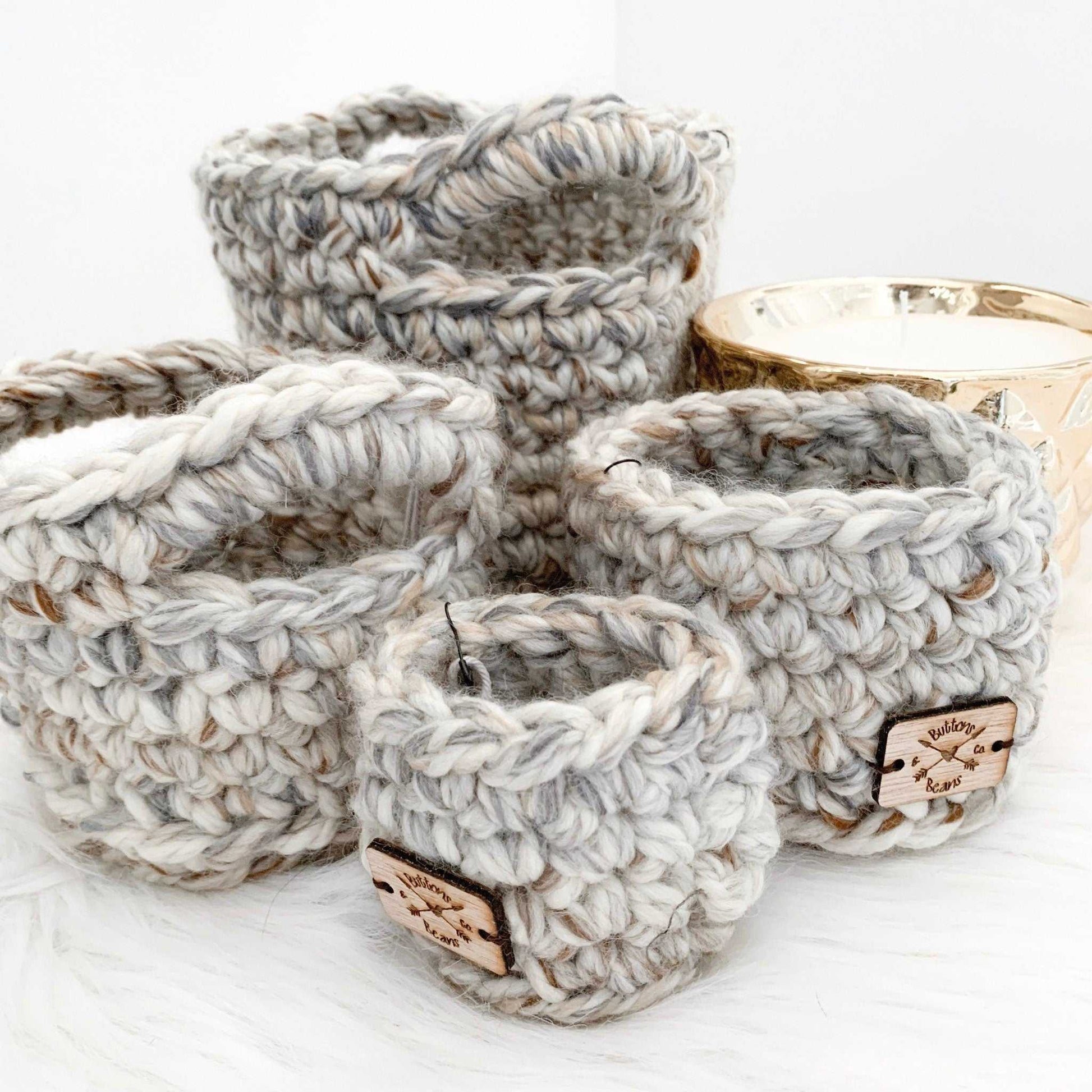 Crochet Basket | Marble Charcoal and White | Storage Decor Home decor 11 $ Buttons & Beans Co.