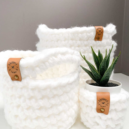 Crochet Basket | White | Storage Decor Home decor 11 $ Buttons & Beans Co.