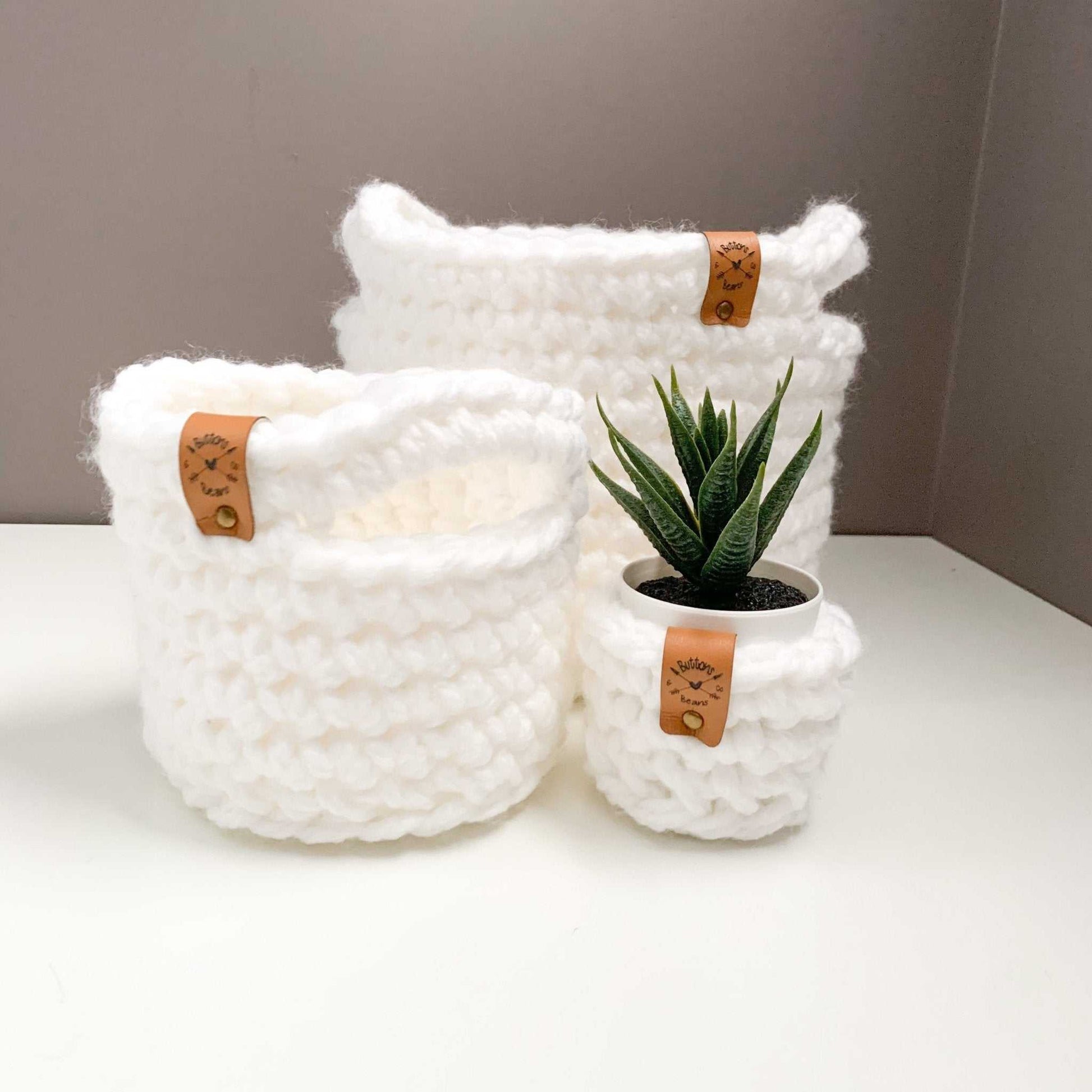 Crochet Basket | White | Storage Decor Home decor 11 $ Buttons & Beans Co.