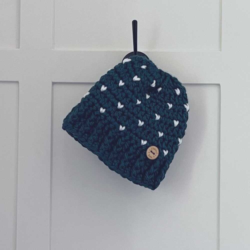 Crochet Hat Teal, Toque, Kids, Toddler, Winter, Warm Beanie, Hearts Handmade Kids > Accessories > Hats 13 $ Buttons & Beans Co.