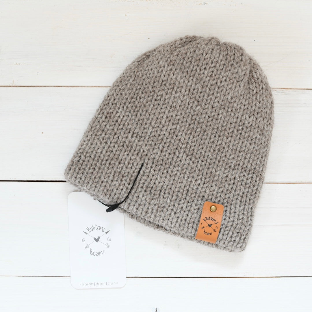Reversa | Oatmeal Knit Slouchy Hat | Removable Faux Fur Pom pom
