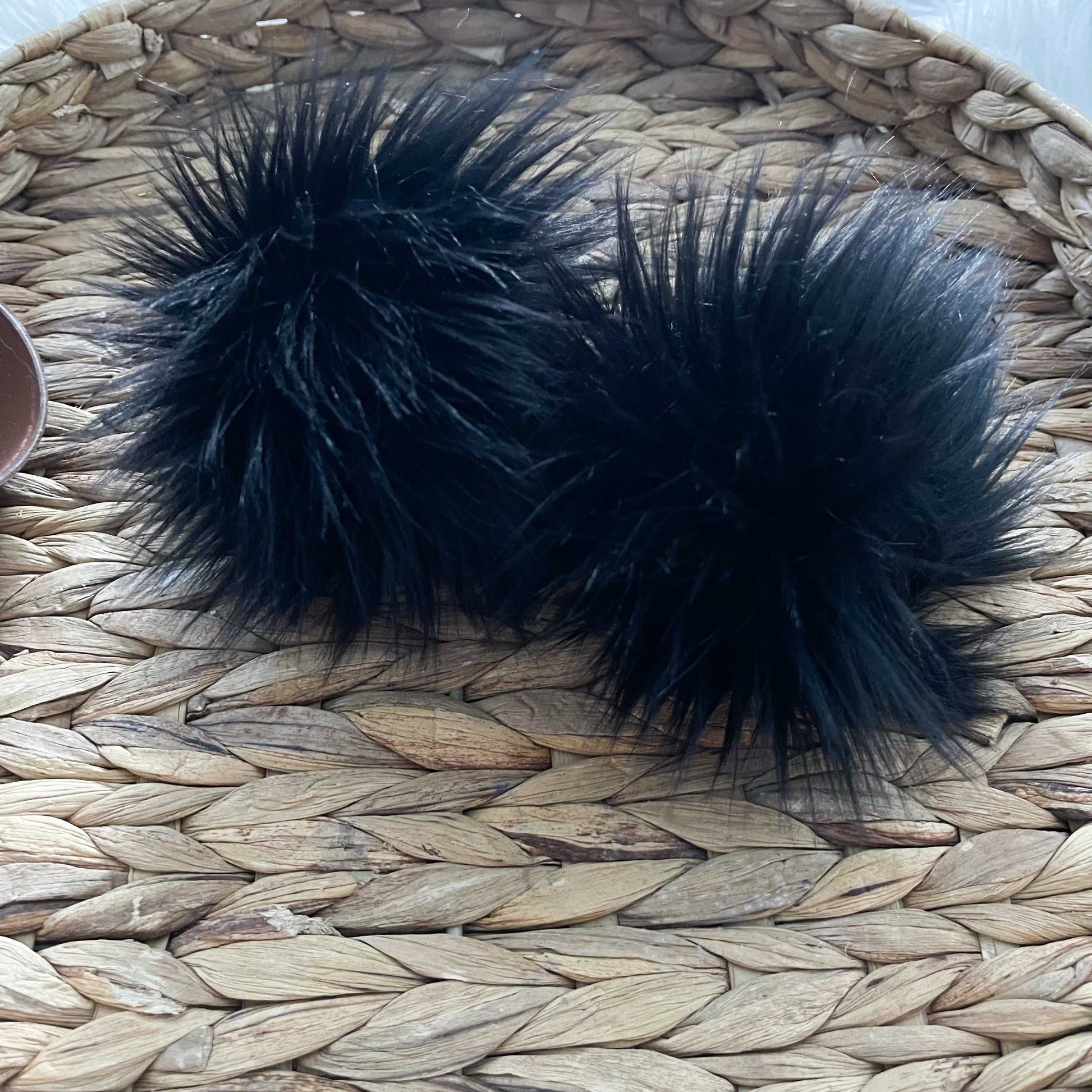 Ebony Black Faux Fur Pompom | Snap, Tie or Button on Pom Pom Pom Poms 5 $ Buttons & Beans Co.