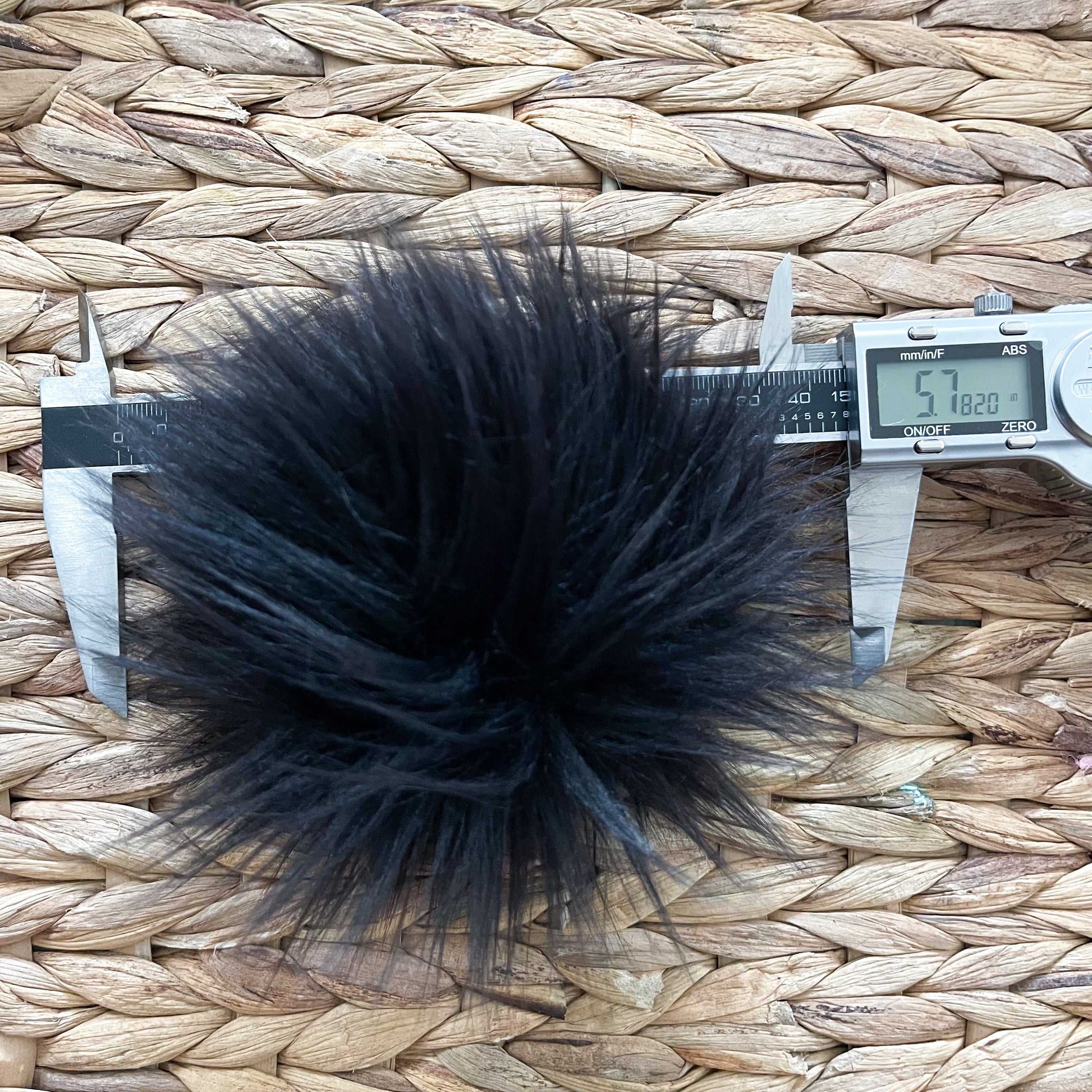 Ebony Black Faux Fur Pompom | Snap, Tie or Button on Pom Pom Pom Poms 5 $ Buttons & Beans Co.