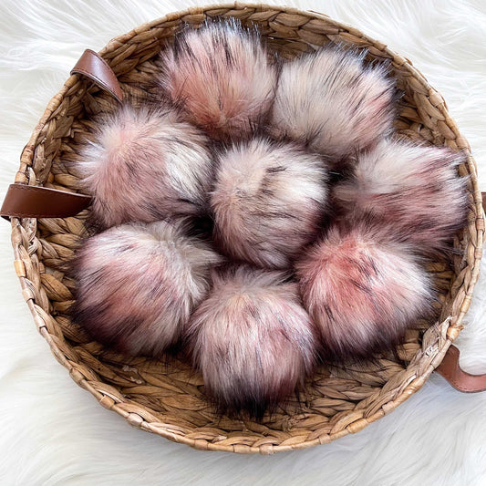 Flamingo Luxury Faux Fur Pom pom | Pink, Grey, Black Tie, Button or Snap Pom pom Pom Poms 6 $ Buttons & Beans Co.