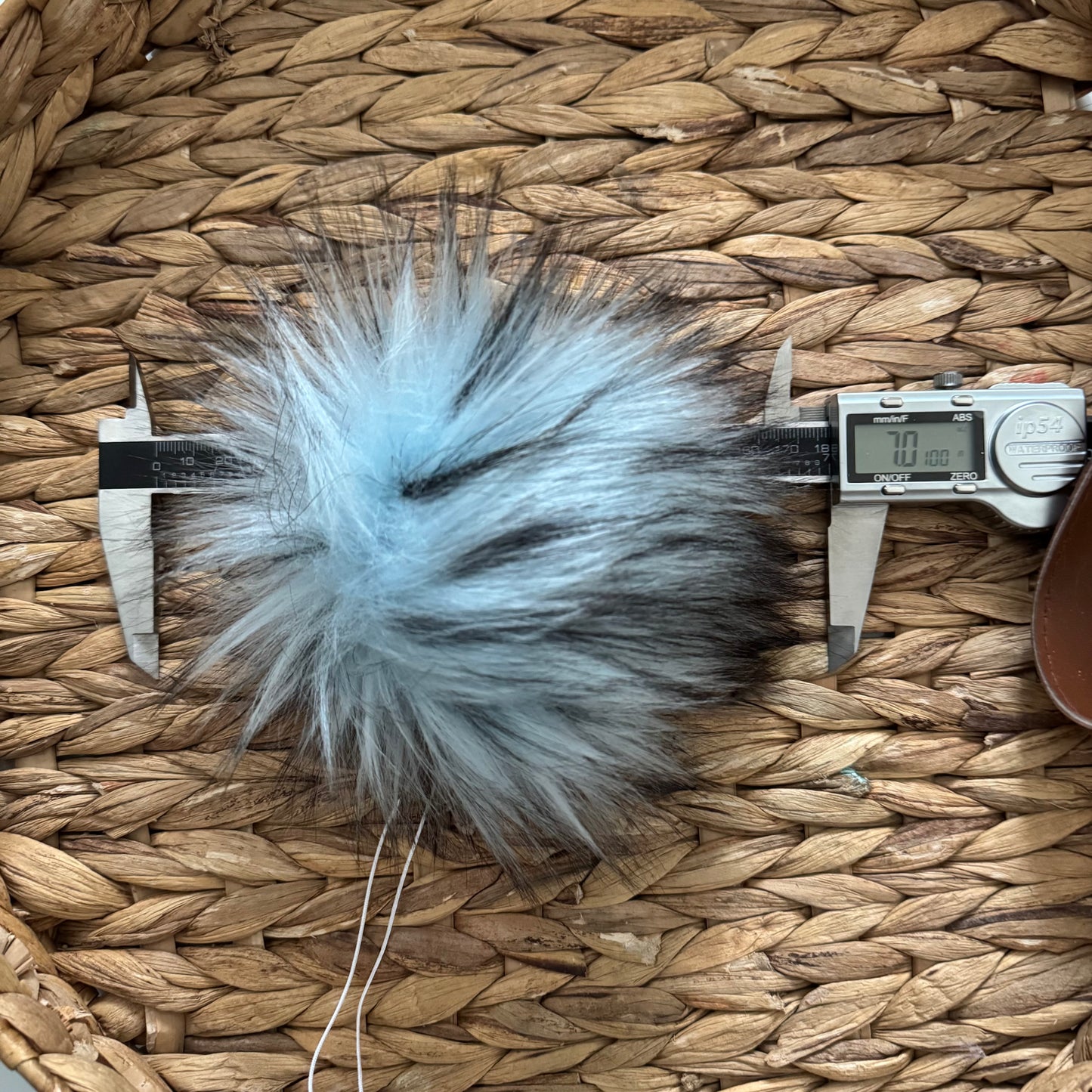 Icicle Luxury Faux Fur Pom pom | Blue and Black Tie, Button or Snap Pom pom