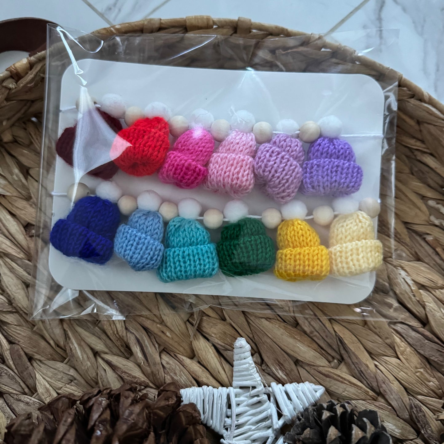 Rainbow Mini Knitted Toque Garland