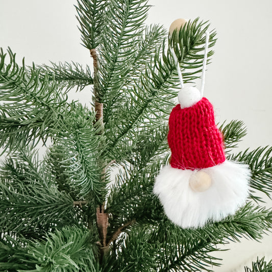 Gnome Christmas Mini Knitted Toque Ornament Burgundy