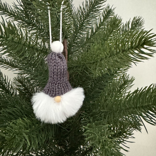 Gnome Christmas Mini Knitted Toque Ornament Charcoal
