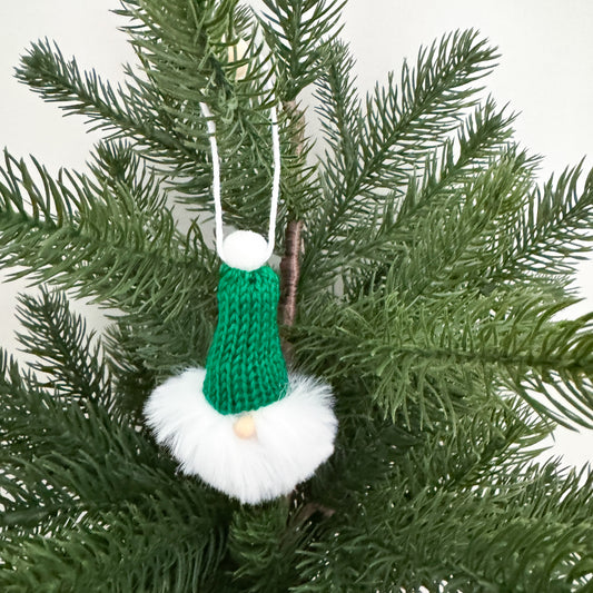 Gnome Christmas Mini Knitted Toque Ornament Green