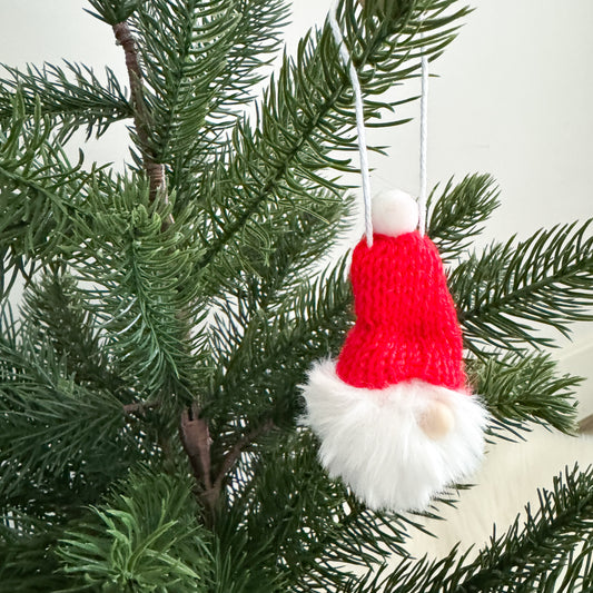 Gnome Christmas Mini Knitted Toque Ornament Red