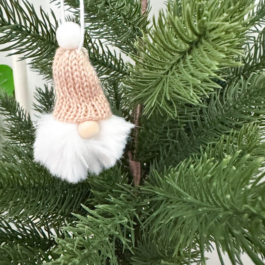 Gnome Christmas Mini Knitted Toque Ornament Sand