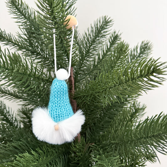 Gnome Christmas Mini Knitted Toque Ornament Turquoise