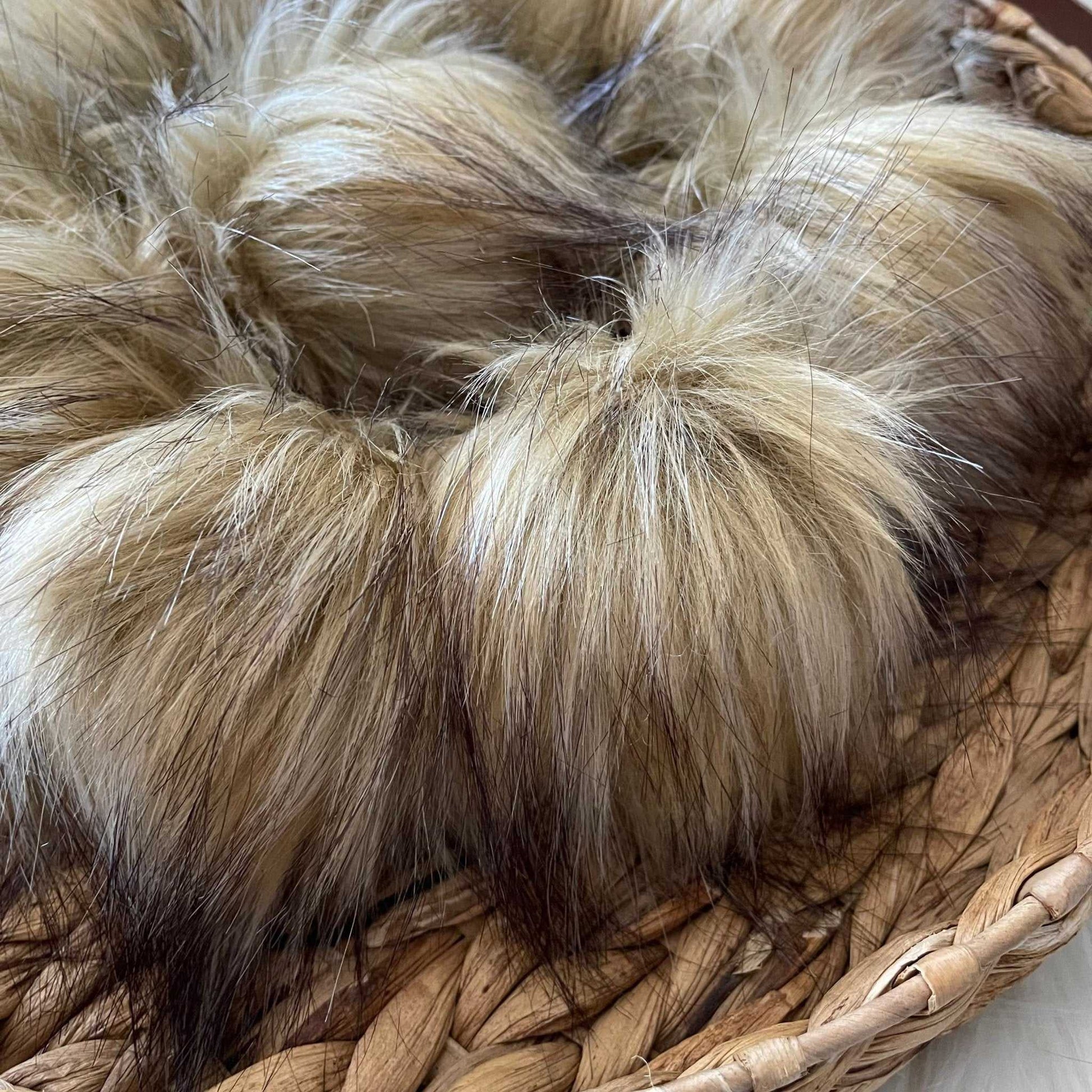 Honey Luxury Faux Fur Pompom | Brown, Natural Tie, Button or Snap Pom pom Pom Poms 8 $ Buttons & Beans Co.
