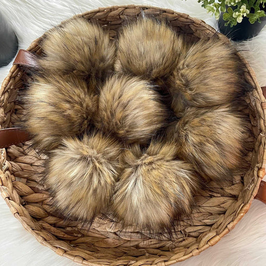 Honey Wolf Luxury Faux Fur Pom pom | Tan, Brown and Blonde Tie, Button or Snap Pom pom Pom Poms 6 $ Buttons & Beans Co.