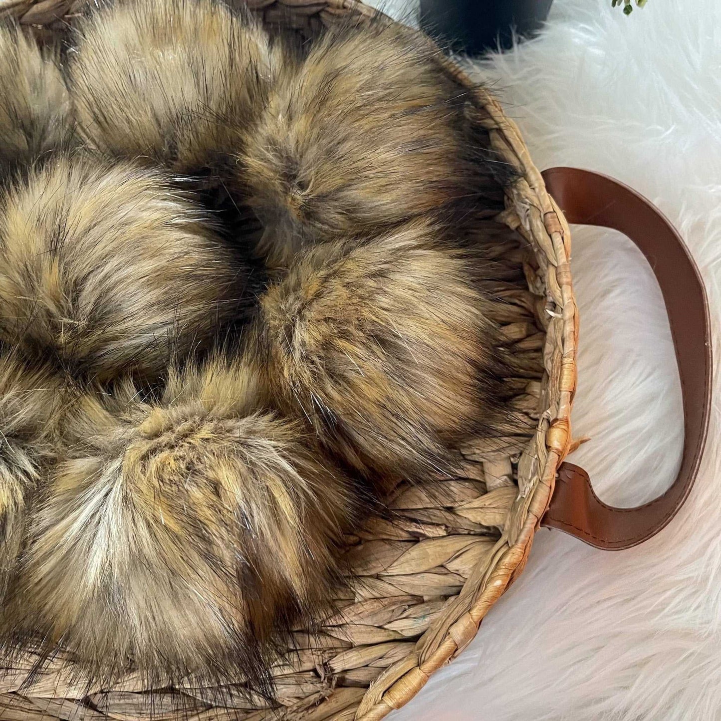 Honey Wolf Luxury Faux Fur Pom pom | Tan, Brown and Blonde Tie, Button or Snap Pom pom Pom Poms 6 $ Buttons & Beans Co.