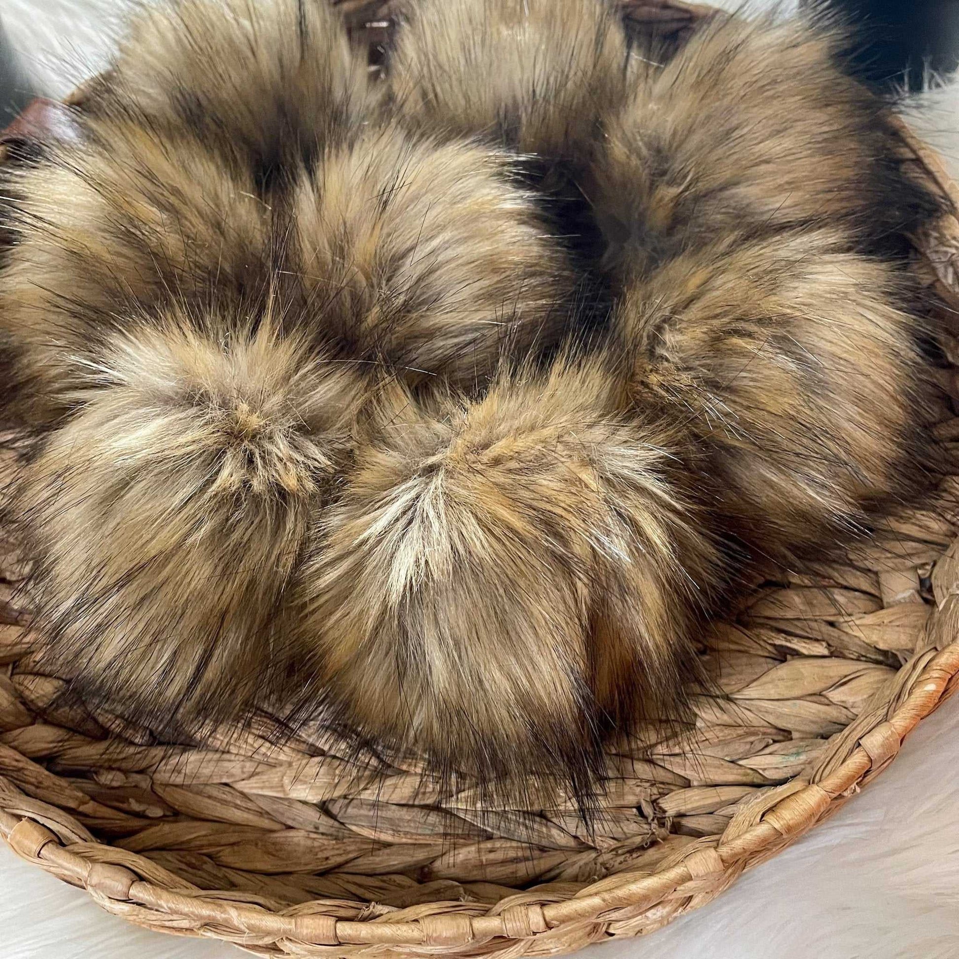 Honey Wolf Luxury Faux Fur Pom pom | Tan, Brown and Blonde Tie, Button or Snap Pom pom Pom Poms 6 $ Buttons & Beans Co.